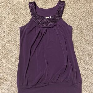 Deep purple tank top with silk basket weave collar. Never worn. Size xl